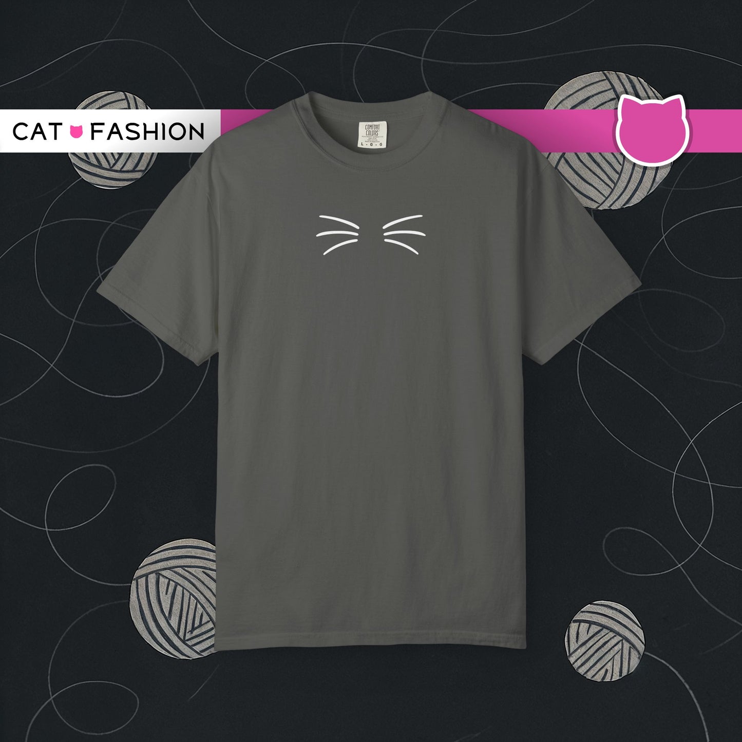 T-Shirt: Just Cat Whiskers – Minimalist Kitty Graphic Tee – Simple Cute Design Unisex Shirt for Everyday Style