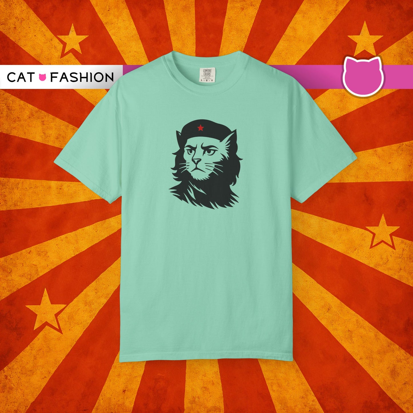 T-Shirt: Revolutionary Cat - Funny Che-Inspired Graphic Tee - Iconic Unisex Shirt for Cat Lovers and Political Satire Fans
