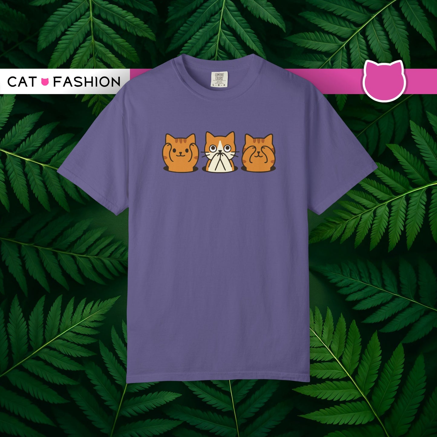 T-Shirt: Three Wise Cats - Funny See No Evil, Hear No Evil, Speak No Evil Kitty Tee - Cute Unisex Shirt for Cat Lovers