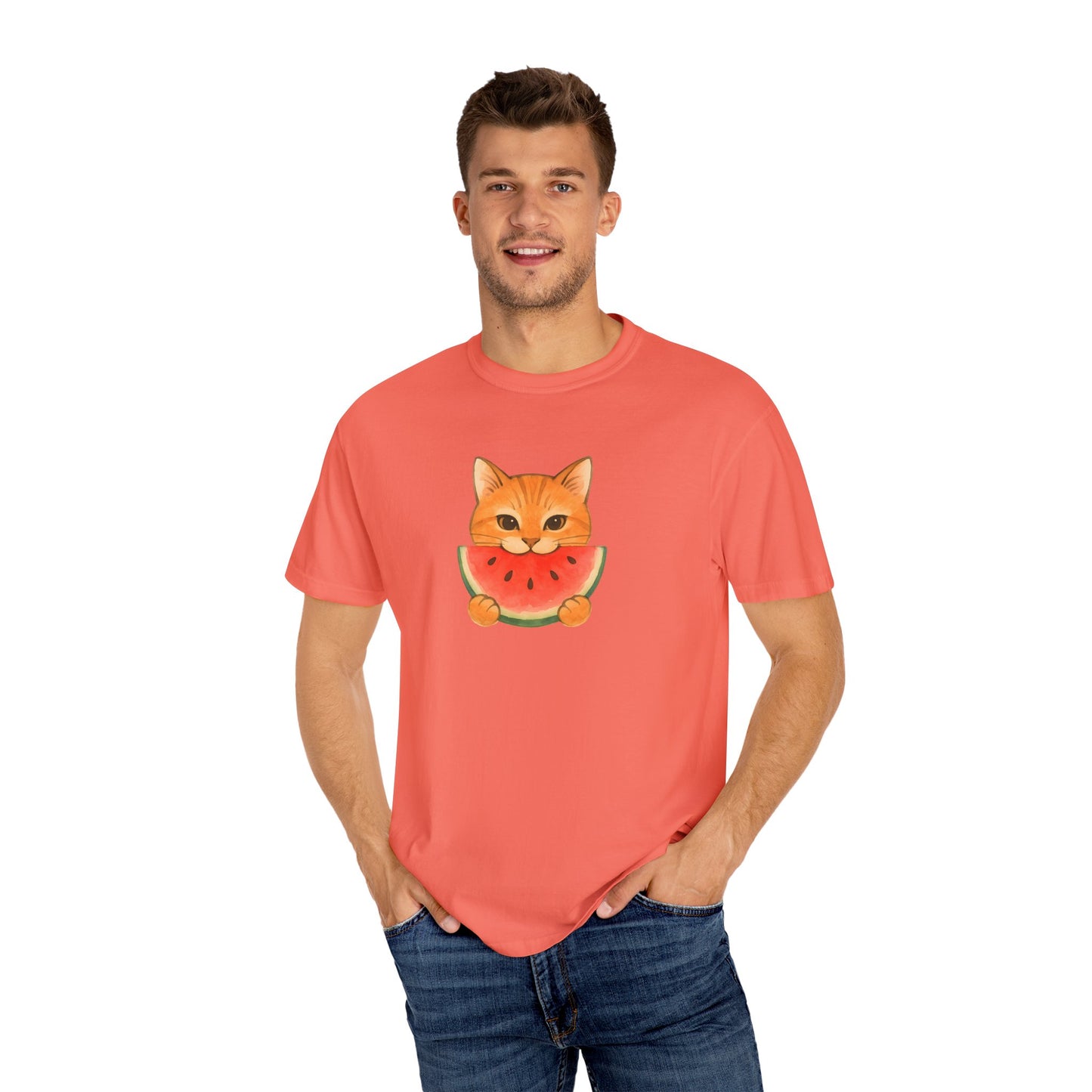 T-Shirt: Cat & Watermelon– Cute Watermelon Cat Graphic Tee – Fun Summer Fruit Unisex Shirt for Cat Lovers & Whimsical Vibes