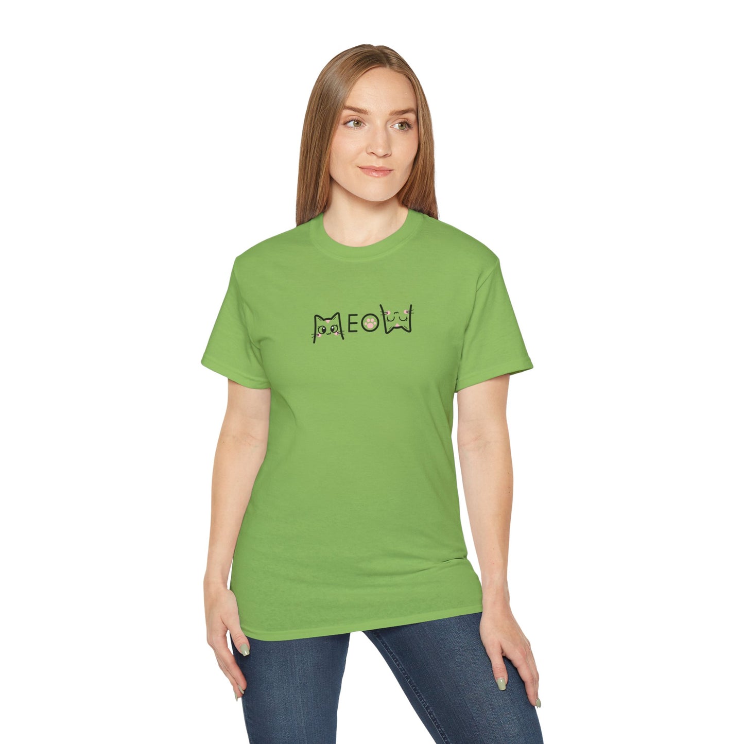 T-Shirt: Simple MEOW – Minimalist Cat Lettering Graphic Tee – Cute Unisex Shirt for Everyday Casual Style