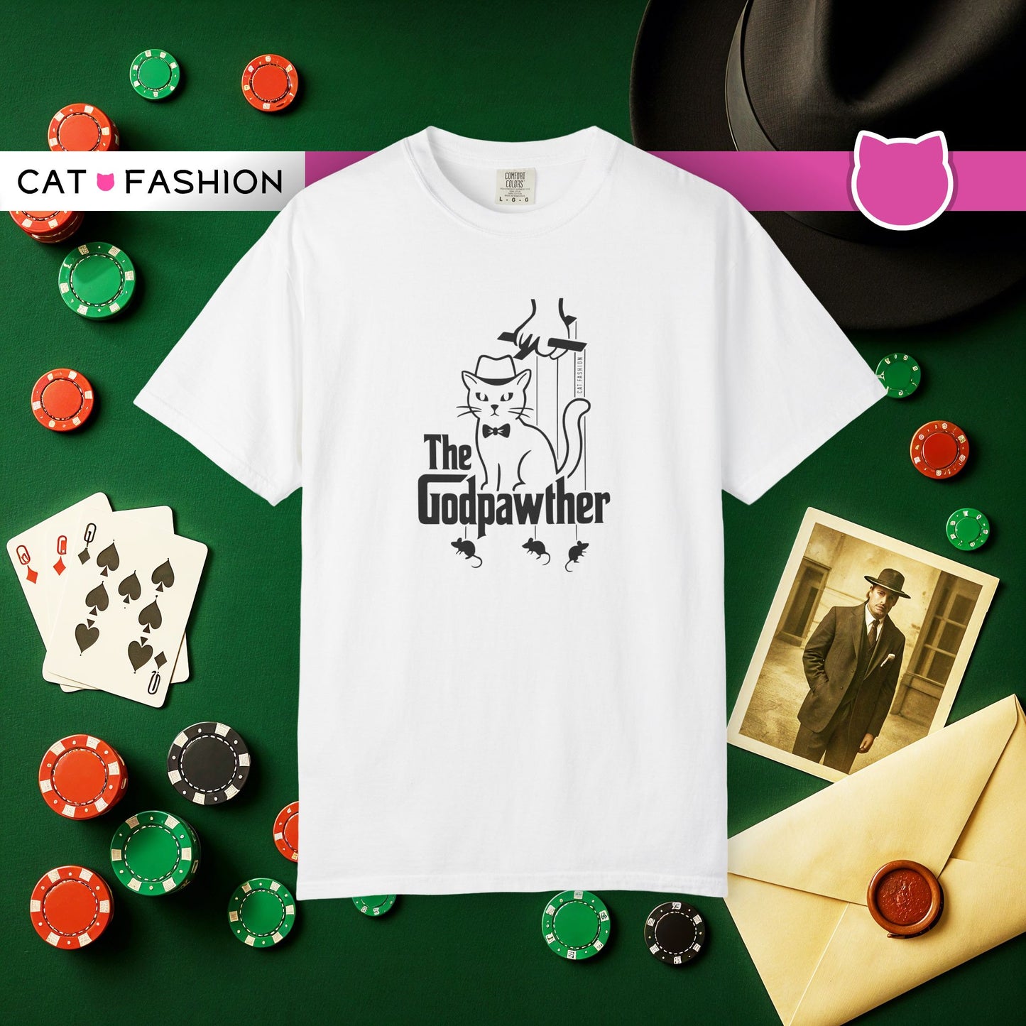 T-Shirt: The Godpawther – Funny Cat Mafia Parody Graphic Tee – Cool Unisex Shirt for Cat Lovers & Movie Fans