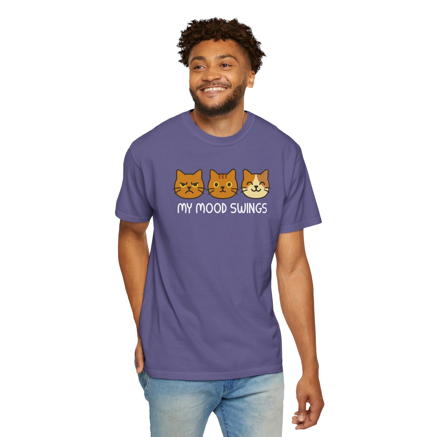 T-Shirt: My Mood Swings - Funny Cat Faces Graphic Tee - Cute Emotional Expression Shirt for Cat Lovers & Everyday Feels
