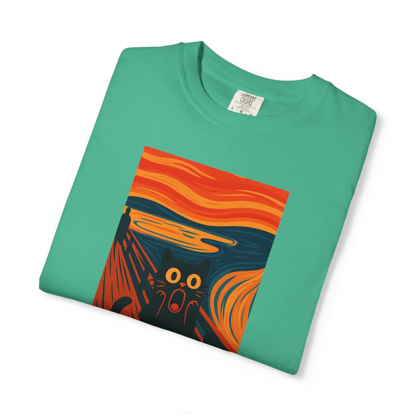 T-Shirt: The Screamed Cat - Funny Munch Scream Parody Tee - Bold Unisex Graphic Shirt for Art Fans and Cat Lovers