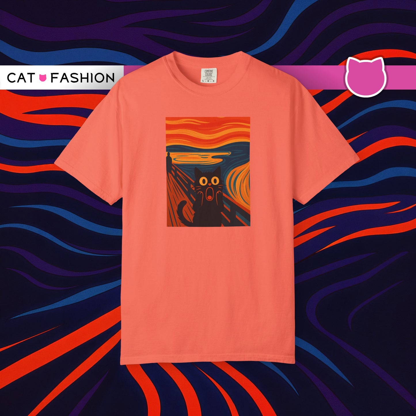 T-Shirt: The Screamed Cat - Funny Munch Scream Parody Tee - Bold Unisex Graphic Shirt for Art Fans and Cat Lovers