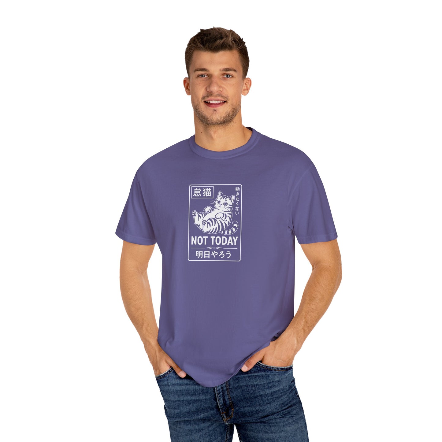 T-Shirt: Not Today Lazy Cat – Japanese Style Funny Cat Graphic Tee – Cool Unisex Shirt for Chill Vibes & Cat Lovers