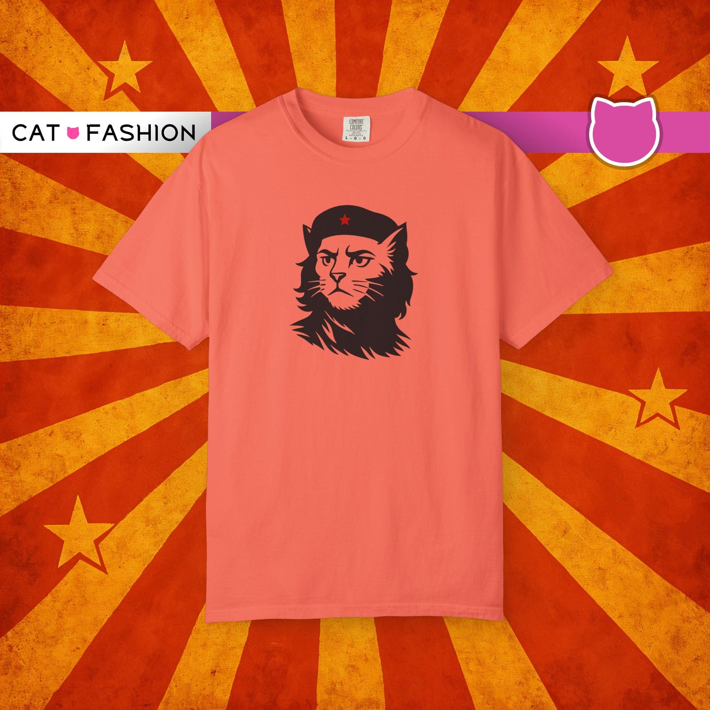 T-Shirt: Revolutionary Cat - Funny Che-Inspired Graphic Tee - Iconic Unisex Shirt for Cat Lovers and Political Satire Fans