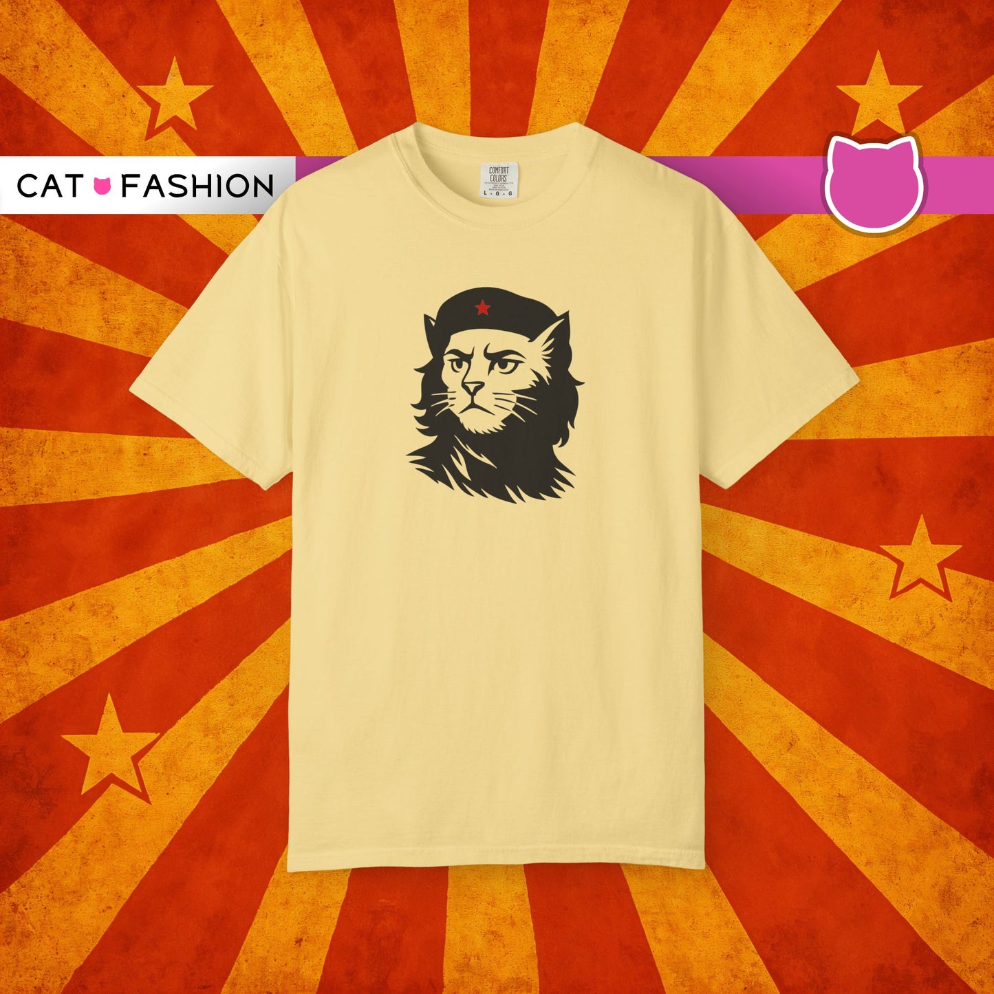 T-Shirt: Revolutionary Cat - Funny Che-Inspired Graphic Tee - Iconic Unisex Shirt for Cat Lovers and Political Satire Fans