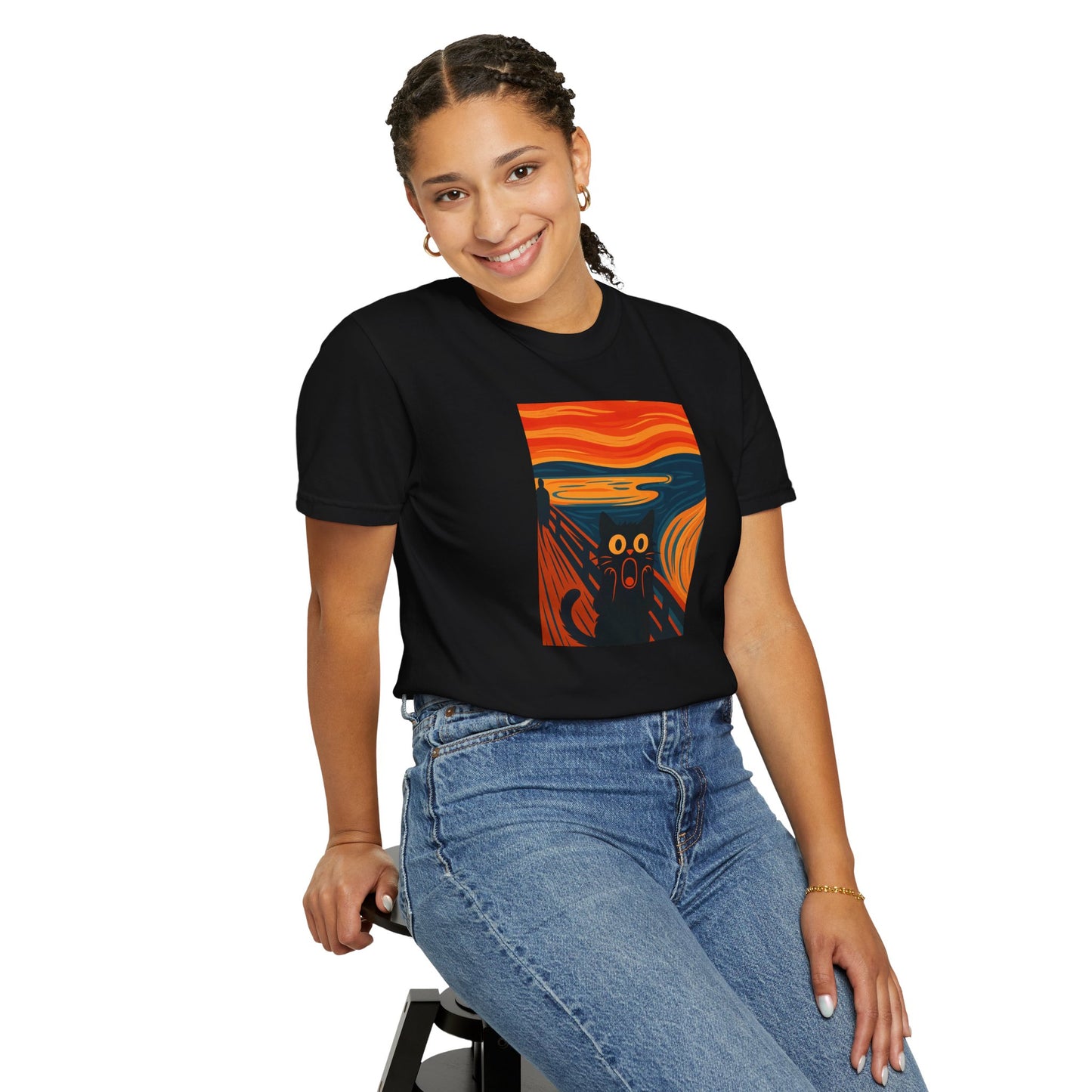 T-Shirt: The Screamed Cat - Funny Munch Scream Parody Tee - Bold Unisex Graphic Shirt for Art Fans and Cat Lovers