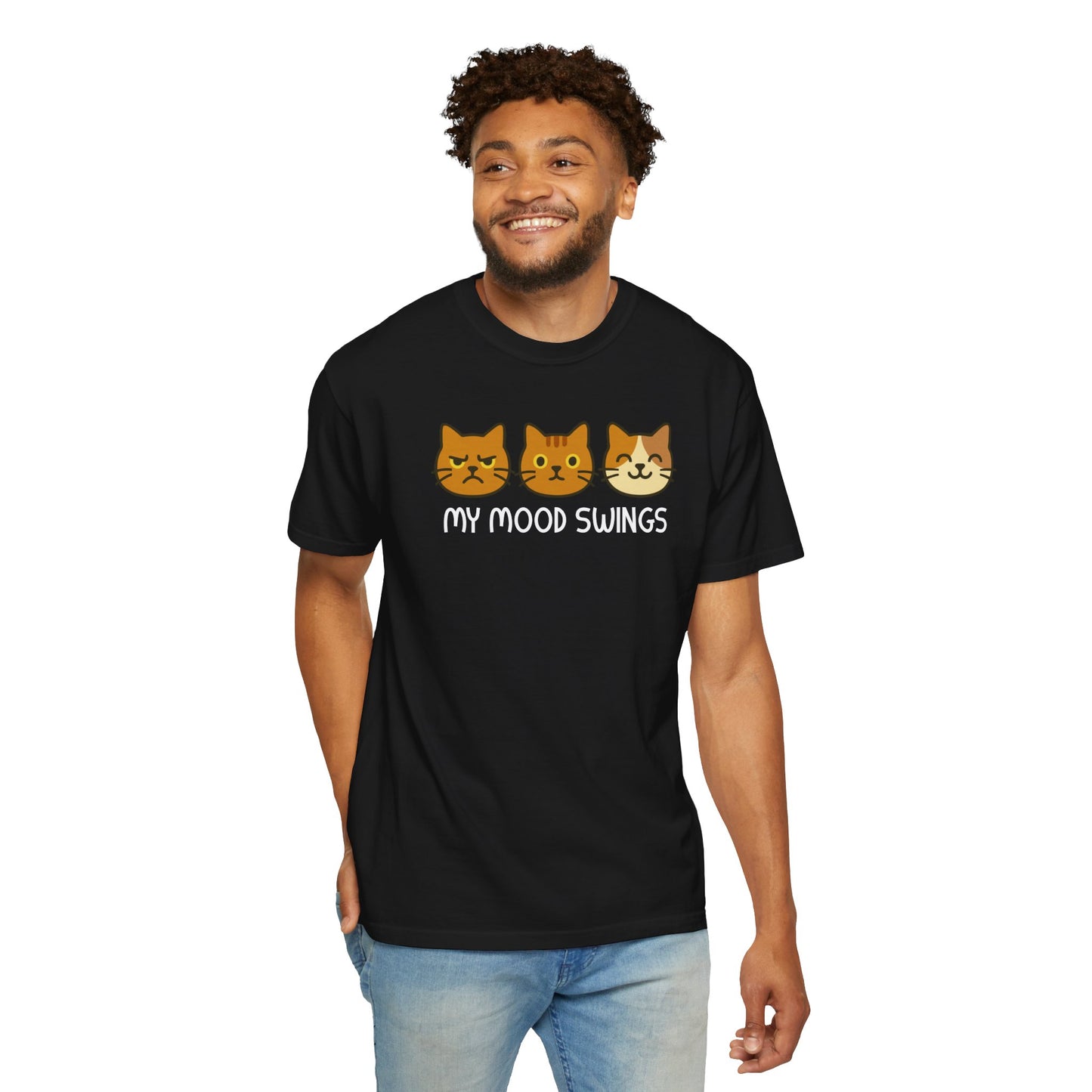 T-Shirt: My Mood Swings - Funny Cat Faces Graphic Tee - Cute Emotional Expression Shirt for Cat Lovers & Everyday Feels