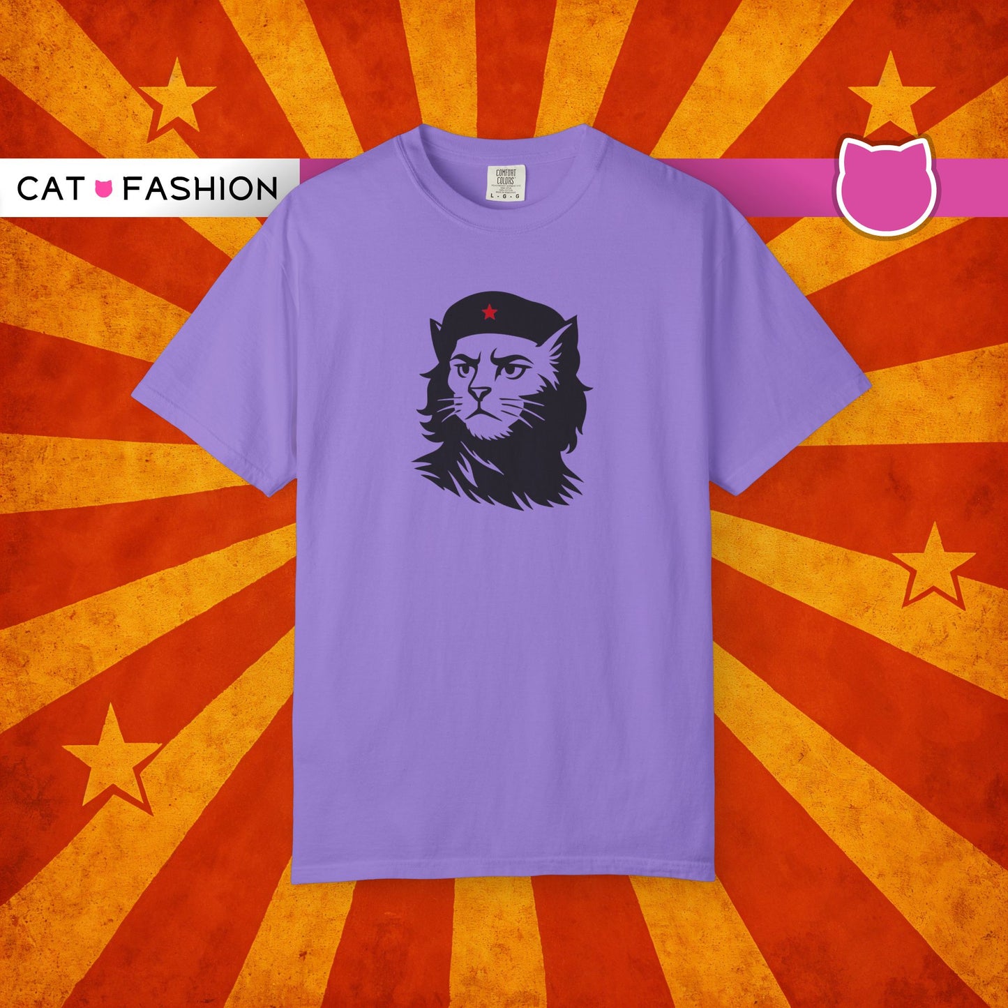 T-Shirt: Revolutionary Cat - Funny Che-Inspired Graphic Tee - Iconic Unisex Shirt for Cat Lovers and Political Satire Fans