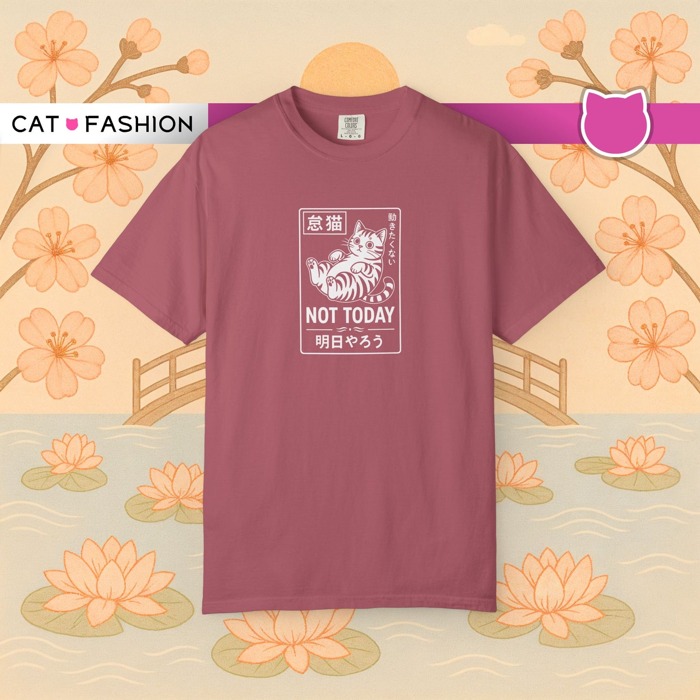 T-Shirt: Not Today Lazy Cat – Japanese Style Funny Cat Graphic Tee – Cool Unisex Shirt for Chill Vibes & Cat Lovers