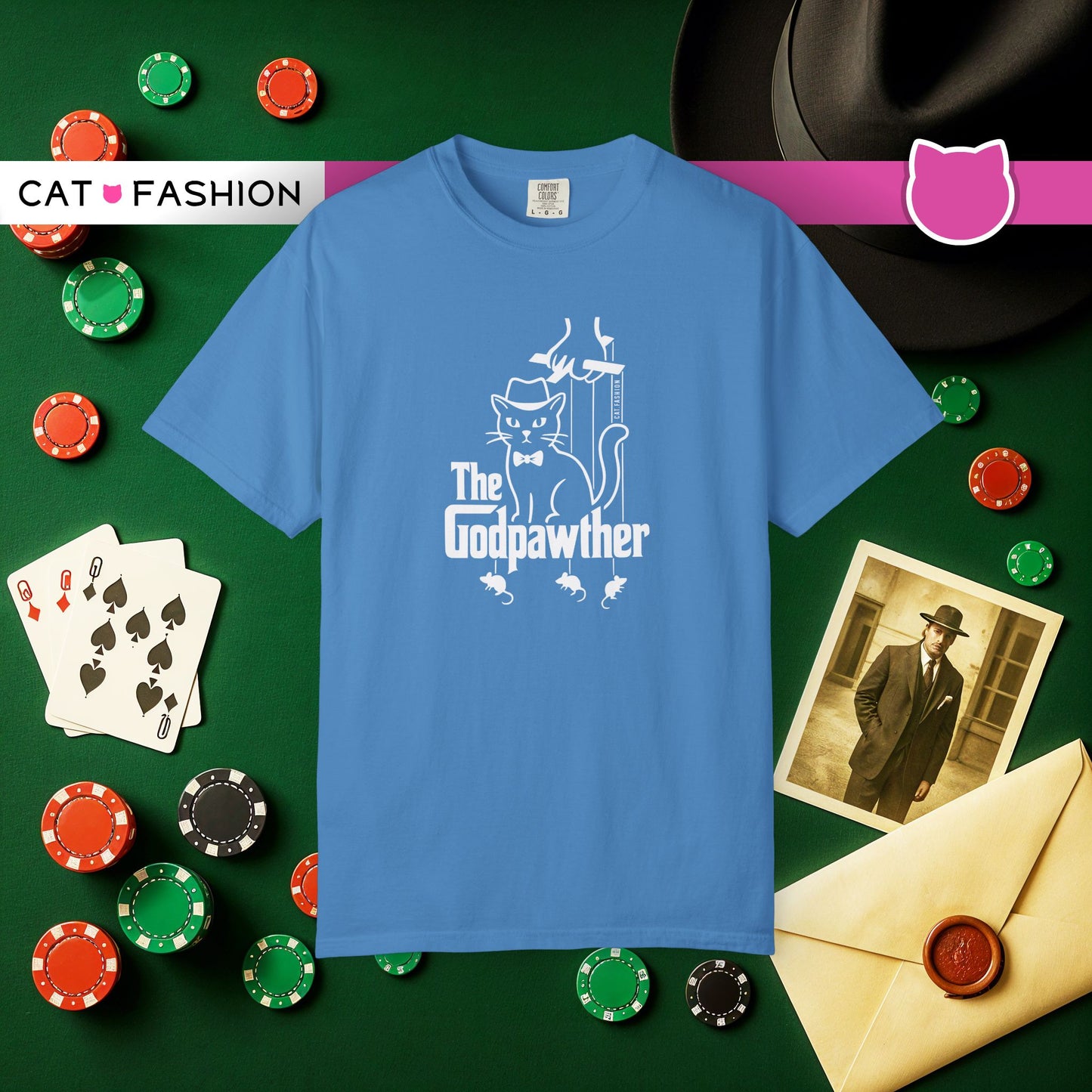 T-Shirt: The Godpawther – Funny Cat Mafia Parody Graphic Tee – Cool Unisex Shirt for Cat Lovers & Movie Fans