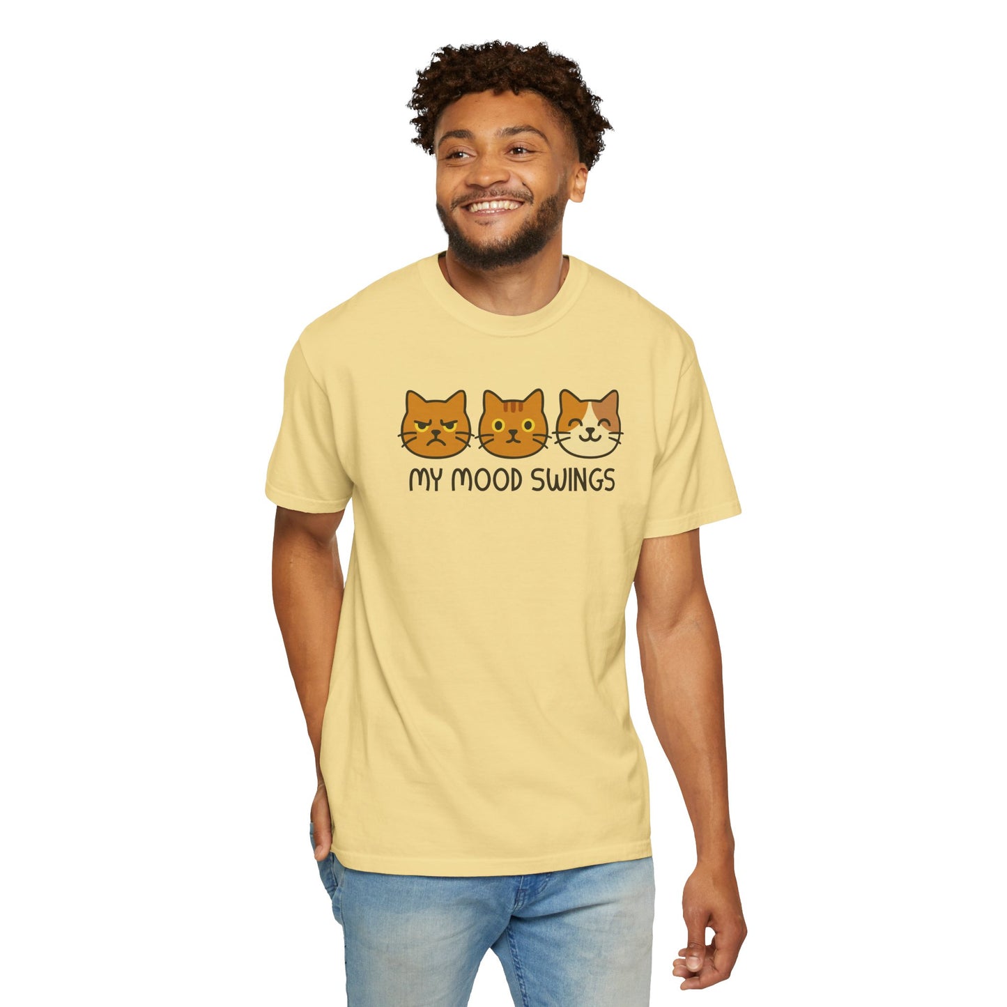 T-Shirt: My Mood Swings - Funny Cat Faces Graphic Tee - Cute Emotional Expression Shirt for Cat Lovers & Everyday Feels
