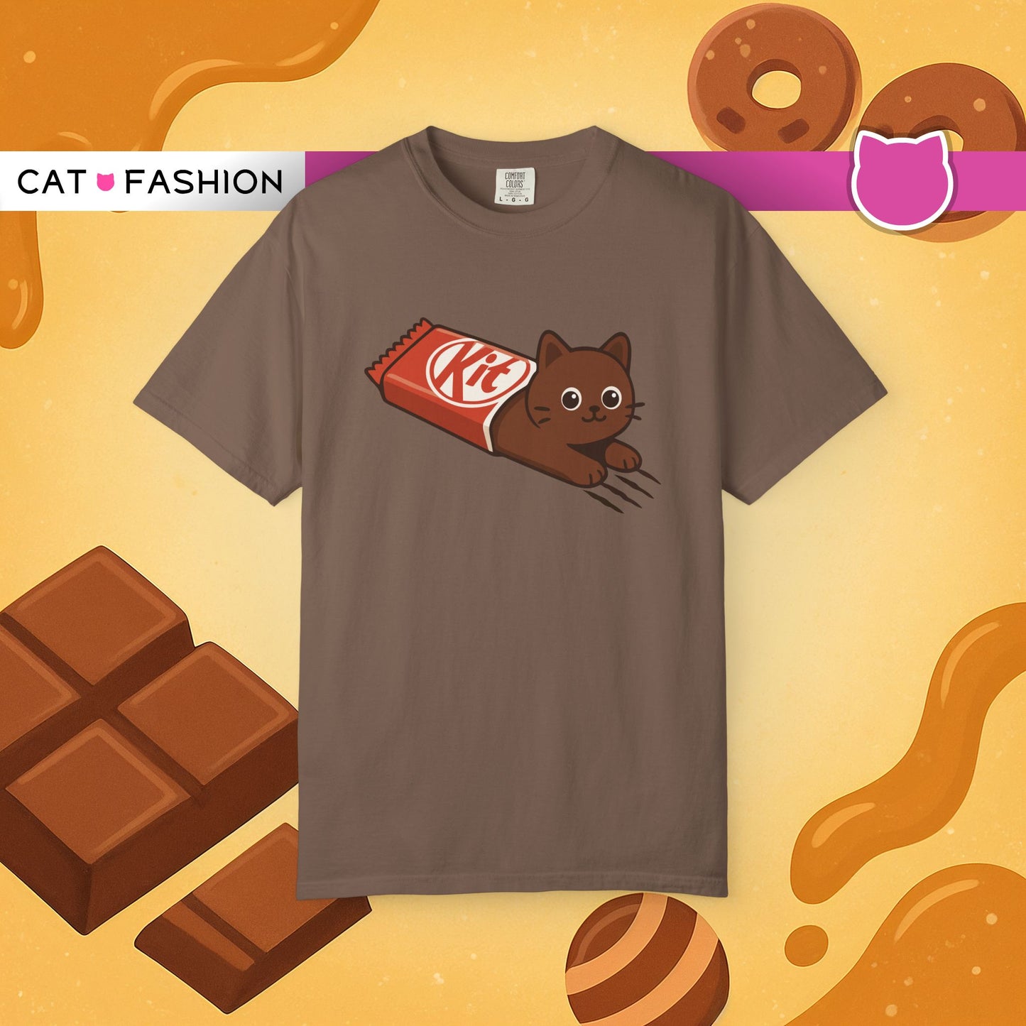 T-Shirt: KitCat Chocolate – Funny Kitten & Candy Bar Graphic Tee – Cute Cat Meme Shirt