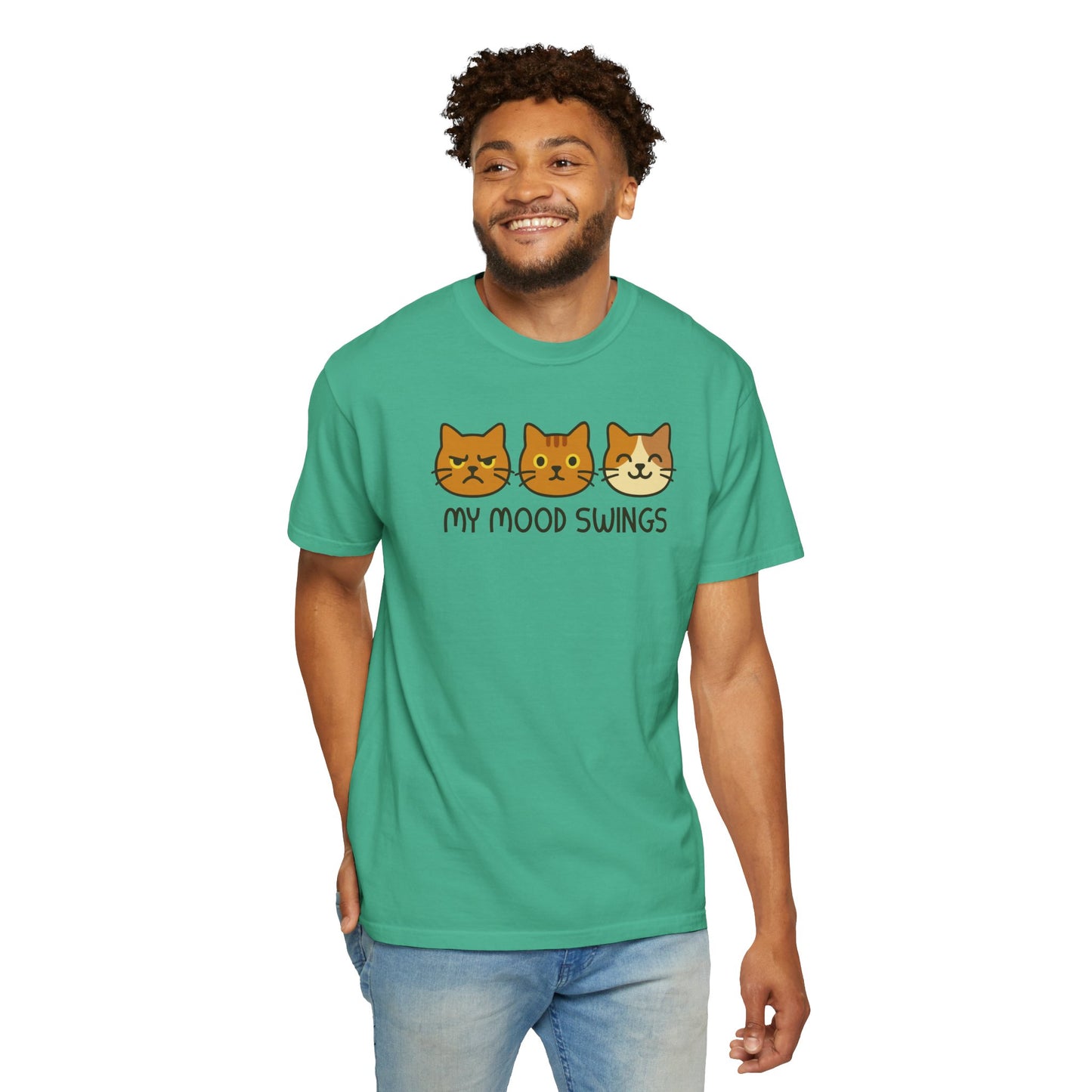 T-Shirt: My Mood Swings - Funny Cat Faces Graphic Tee - Cute Emotional Expression Shirt for Cat Lovers & Everyday Feels
