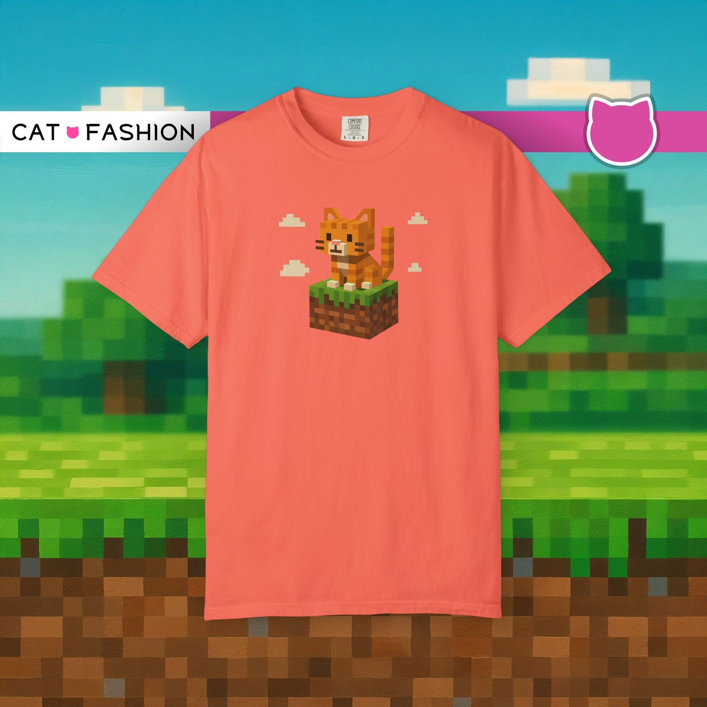 T-Shirt: Pixel Cat - Pixel Style Kitty Graphic Tee - Funny Unisex Shirt for Gamers and Cat Lovers with Retro Vibes