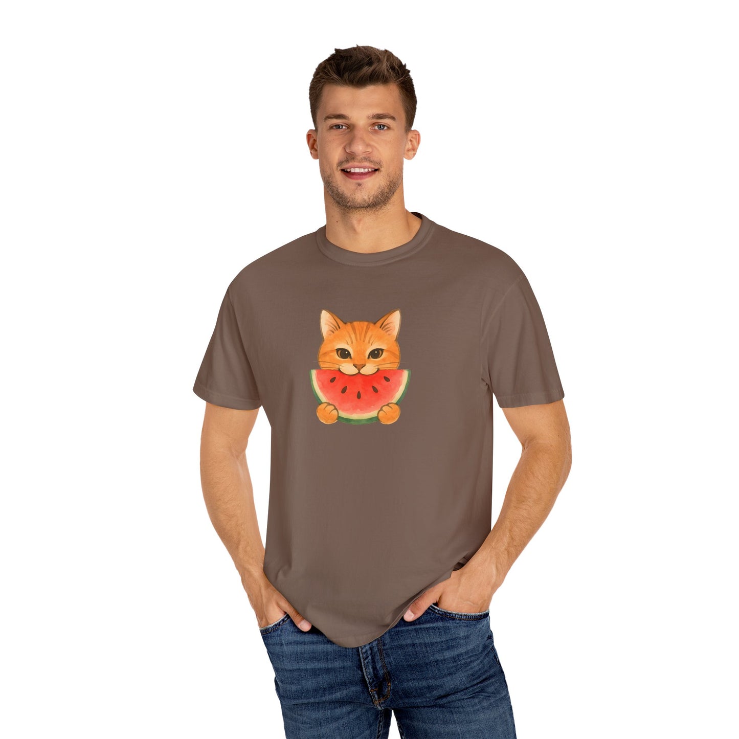 T-Shirt: Cat & Watermelon– Cute Watermelon Cat Graphic Tee – Fun Summer Fruit Unisex Shirt for Cat Lovers & Whimsical Vibes