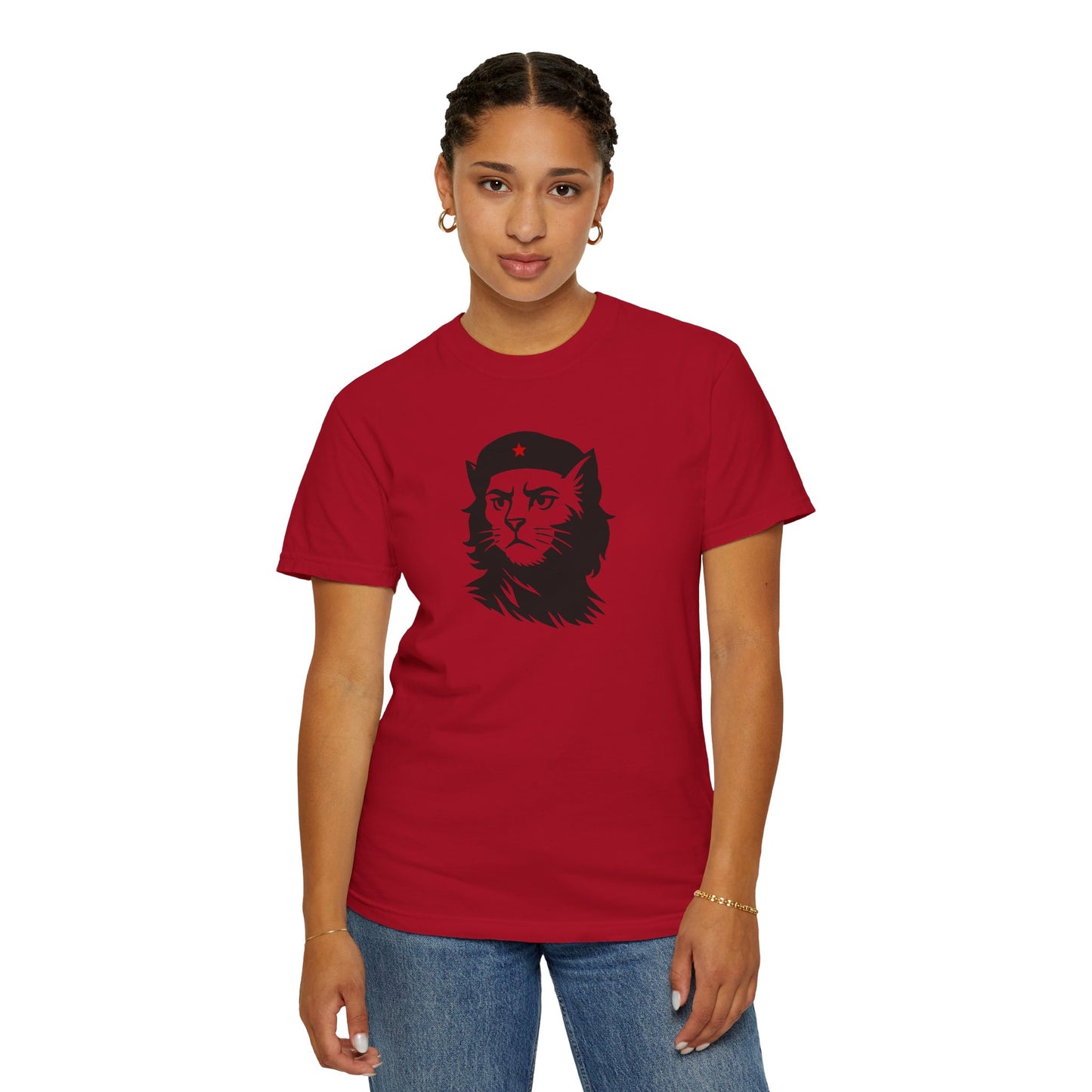 T-Shirt: Revolutionary Cat - Funny Che-Inspired Graphic Tee - Iconic Unisex Shirt for Cat Lovers and Political Satire Fans