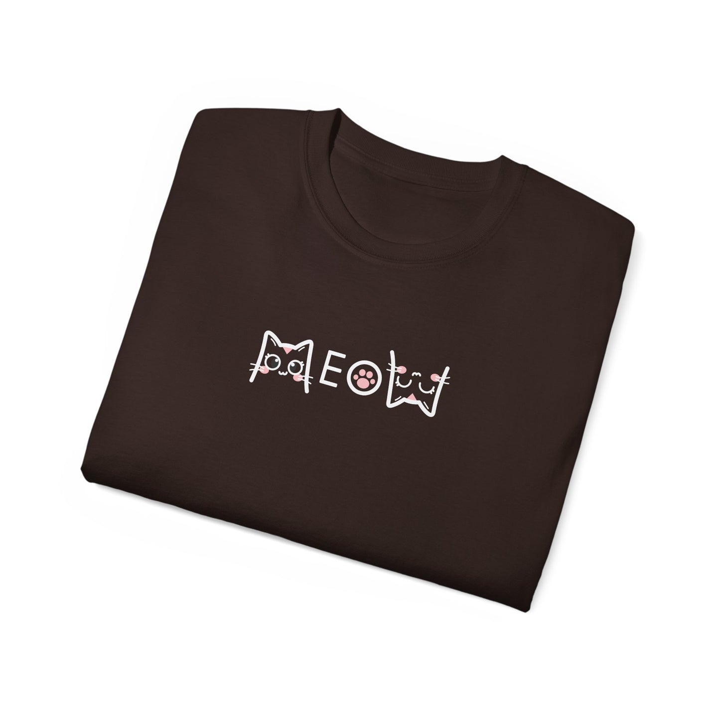 T-Shirt: Simple MEOW – Minimalist Cat Lettering Graphic Tee – Cute Unisex Shirt for Everyday Casual Style