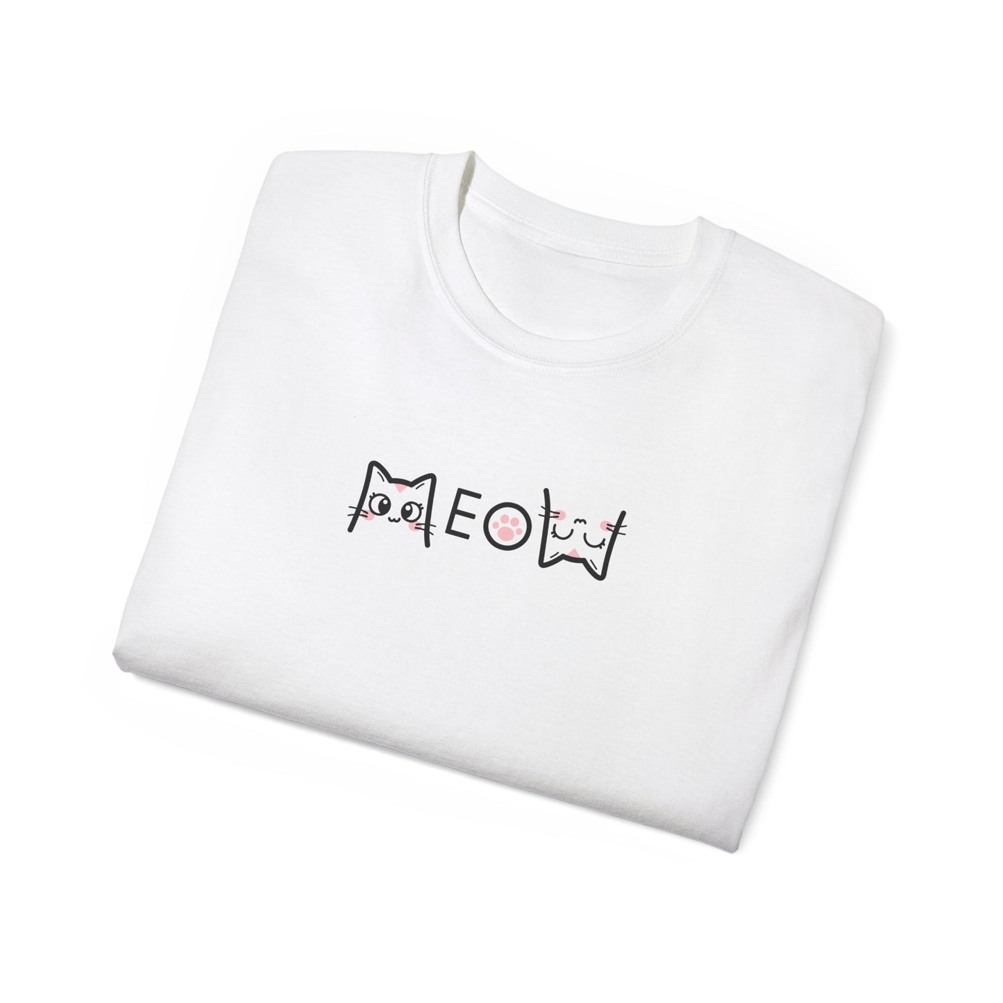 T-Shirt: Simple MEOW – Minimalist Cat Lettering Graphic Tee – Cute Unisex Shirt for Everyday Casual Style