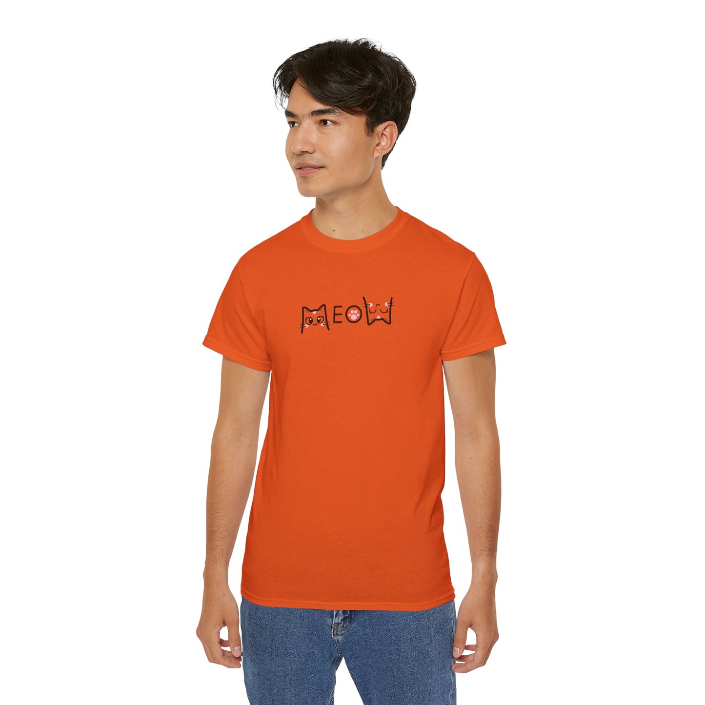 T-Shirt: Simple MEOW – Minimalist Cat Lettering Graphic Tee – Cute Unisex Shirt for Everyday Casual Style