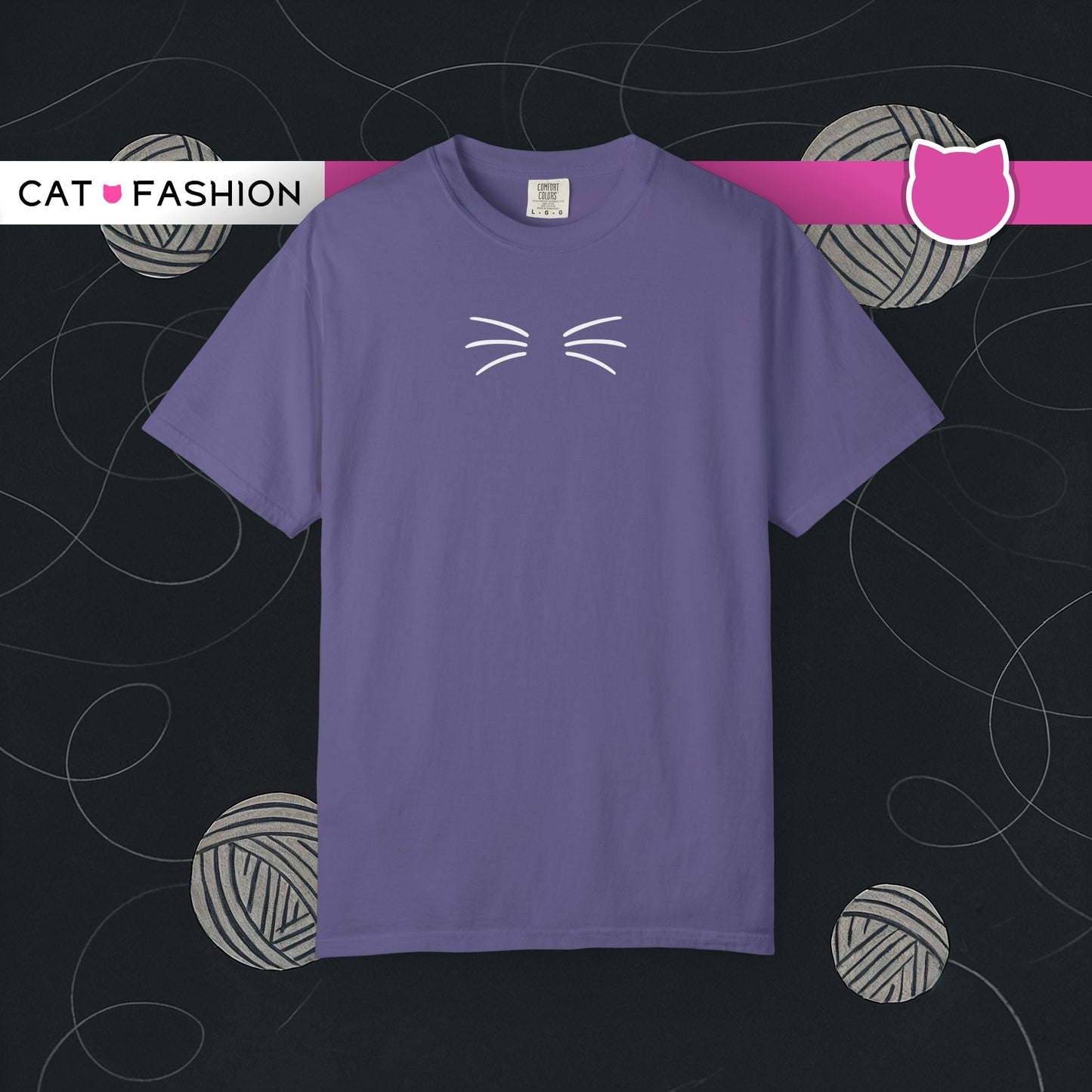 T-Shirt: Just Cat Whiskers – Minimalist Kitty Graphic Tee – Simple Cute Design Unisex Shirt for Everyday Style