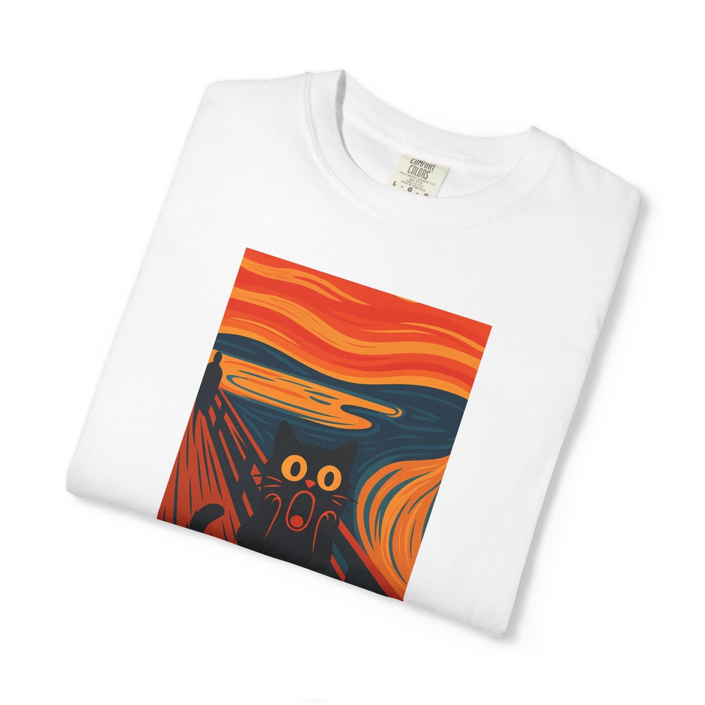 T-Shirt: The Screamed Cat - Funny Munch Scream Parody Tee - Bold Unisex Graphic Shirt for Art Fans and Cat Lovers