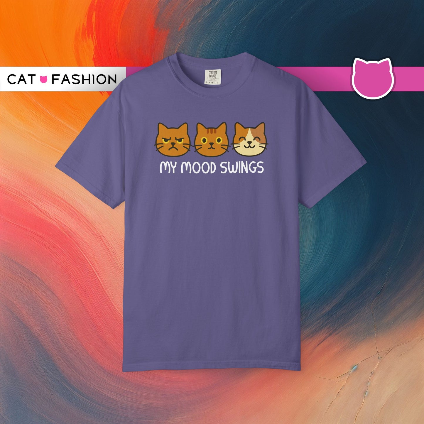 T-Shirt: My Mood Swings - Funny Cat Faces Graphic Tee - Cute Emotional Expression Shirt for Cat Lovers & Everyday Feels