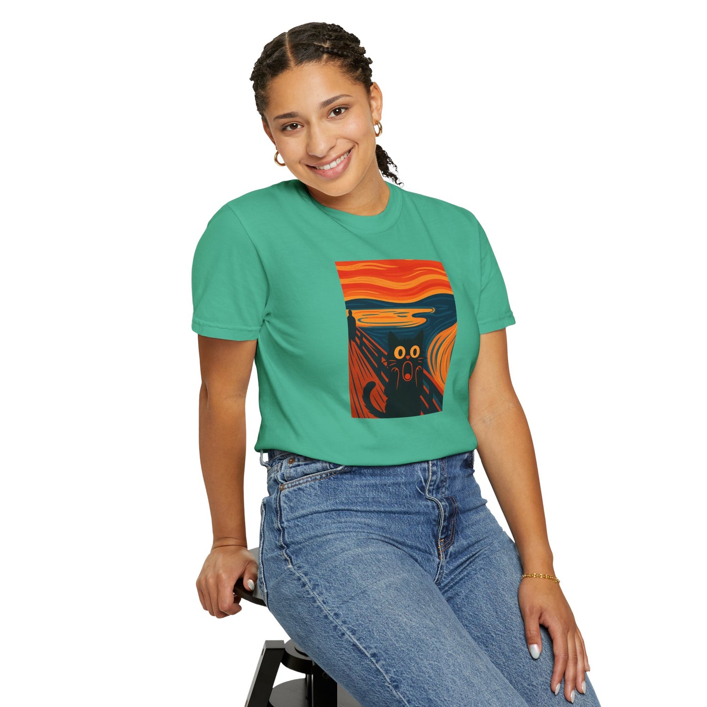 T-Shirt: The Screamed Cat - Funny Munch Scream Parody Tee - Bold Unisex Graphic Shirt for Art Fans and Cat Lovers