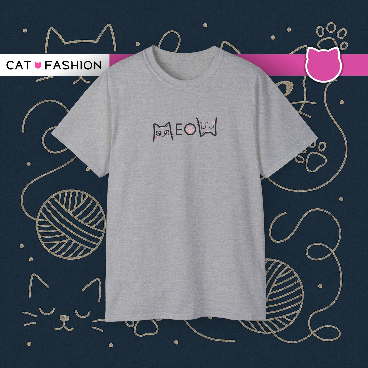 T-Shirt: Simple MEOW – Minimalist Cat Lettering Graphic Tee – Cute Unisex Shirt for Everyday Casual Style