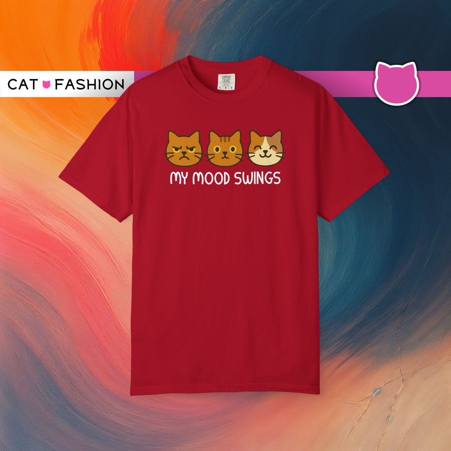 T-Shirt: My Mood Swings - Funny Cat Faces Graphic Tee - Cute Emotional Expression Shirt for Cat Lovers & Everyday Feels