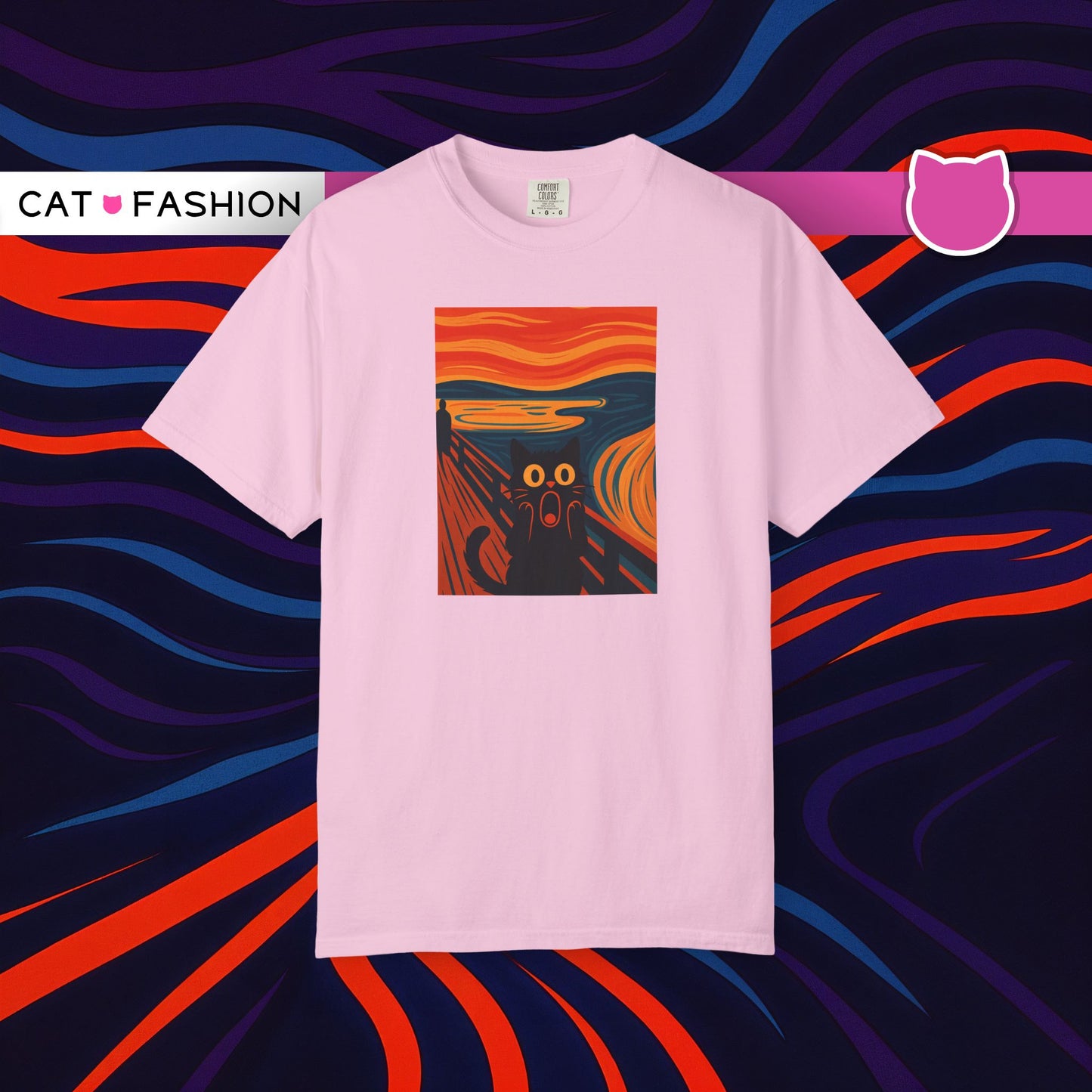 T-Shirt: The Screamed Cat - Funny Munch Scream Parody Tee - Bold Unisex Graphic Shirt for Art Fans and Cat Lovers