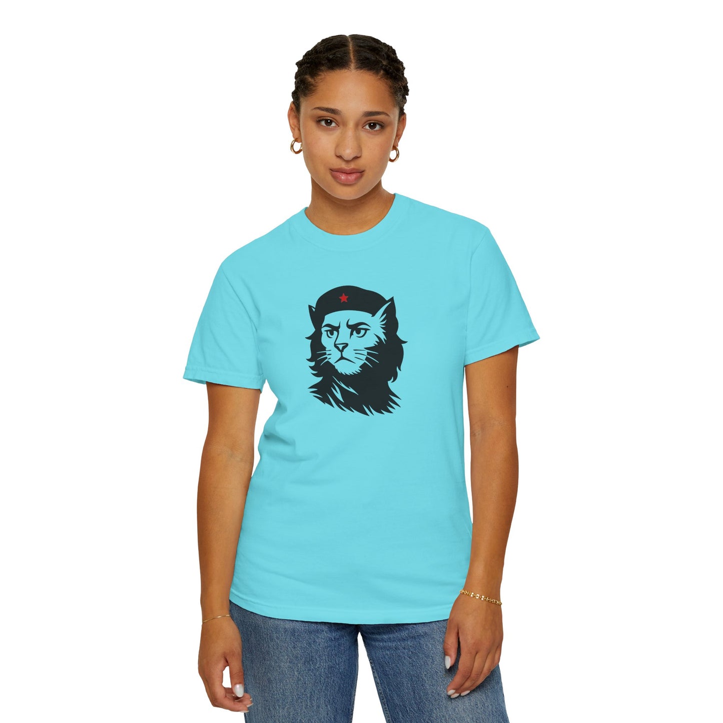 T-Shirt: Revolutionary Cat - Funny Che-Inspired Graphic Tee - Iconic Unisex Shirt for Cat Lovers and Political Satire Fans