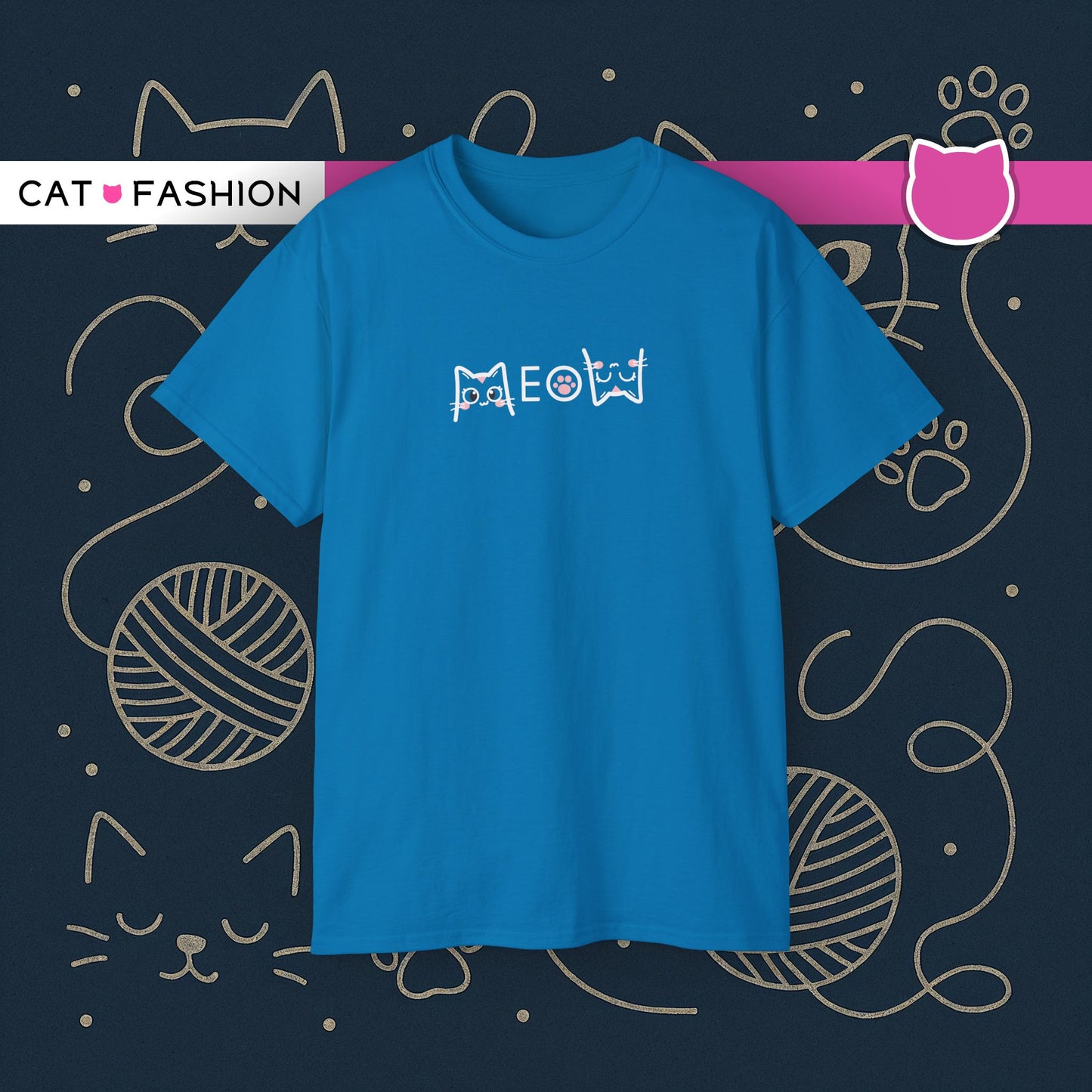 T-Shirt: Simple MEOW – Minimalist Cat Lettering Graphic Tee – Cute Unisex Shirt for Everyday Casual Style