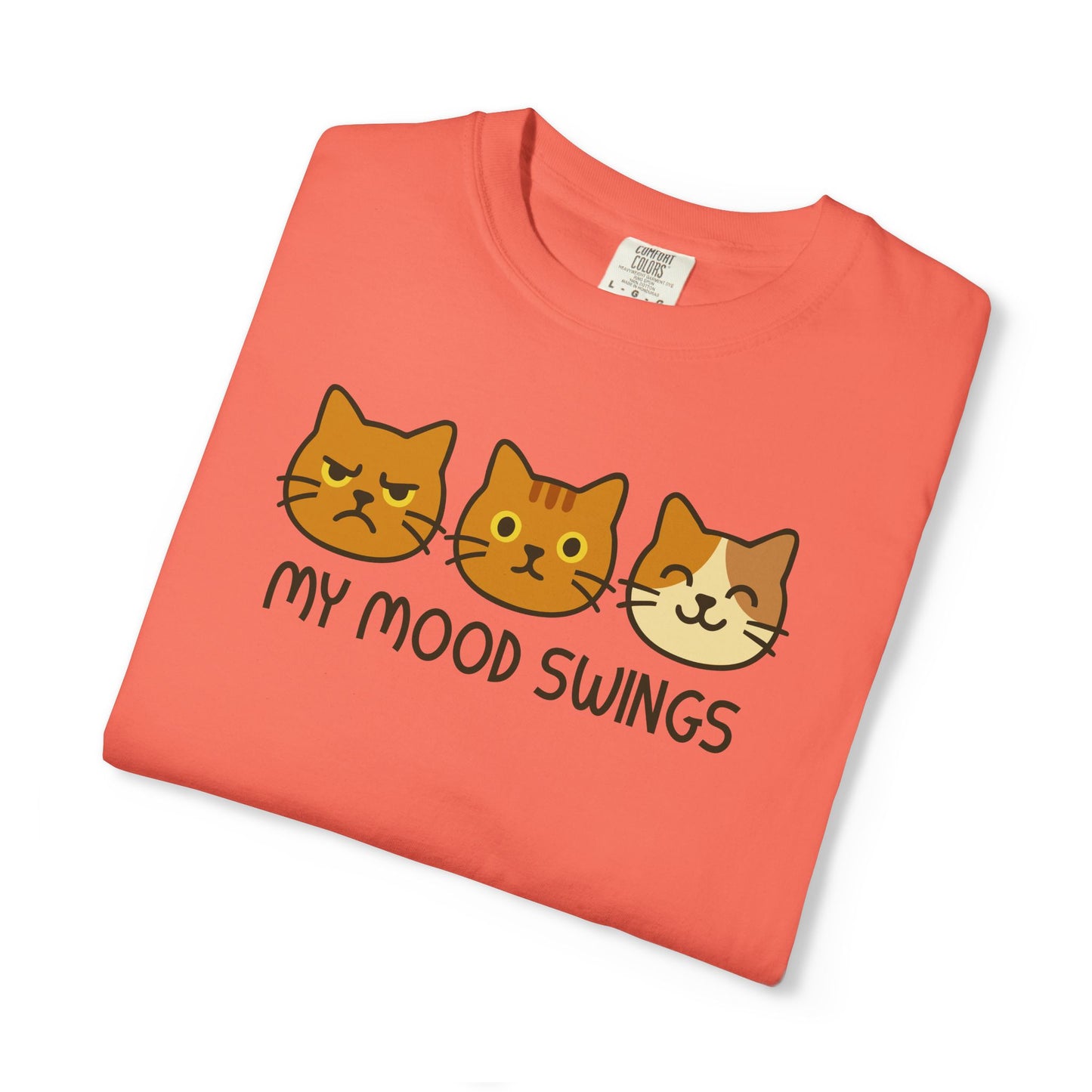 T-Shirt: My Mood Swings - Funny Cat Faces Graphic Tee - Cute Emotional Expression Shirt for Cat Lovers & Everyday Feels