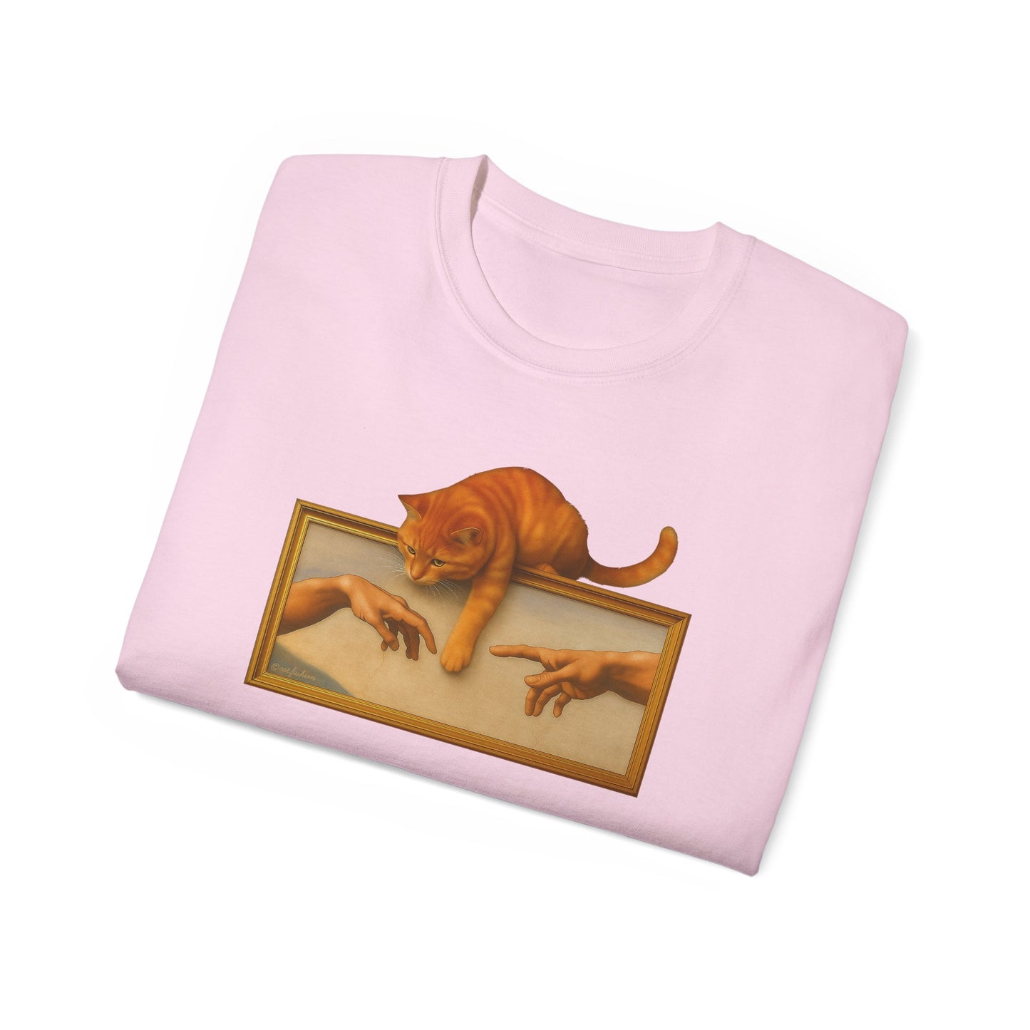 T-Shirt: Creation Interrupted – Funny Cat Parody of Michelangelo’s Art – Playful Graphic Tee for Cat Lovers & Humor Fans