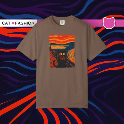 T-Shirt: The Screamed Cat - Funny Munch Scream Parody Tee - Bold Unisex Graphic Shirt for Art Fans and Cat Lovers