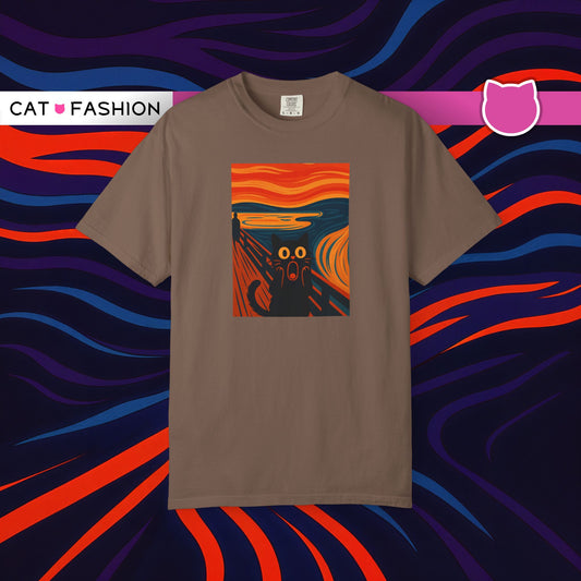 T-Shirt: The Screamed Cat - Funny Munch Scream Parody Tee - Bold Unisex Graphic Shirt for Art Fans and Cat Lovers