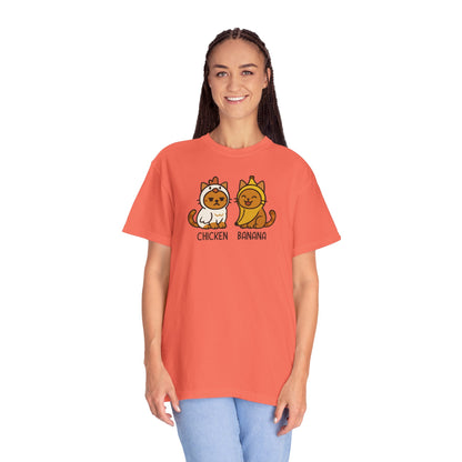 T-Shirt: Chicken Banana - Funny Viral Meme Cat Costume Tee - Cute Unisex Shirt for Cat Lovers, Trend Fans and Kawaii Humor