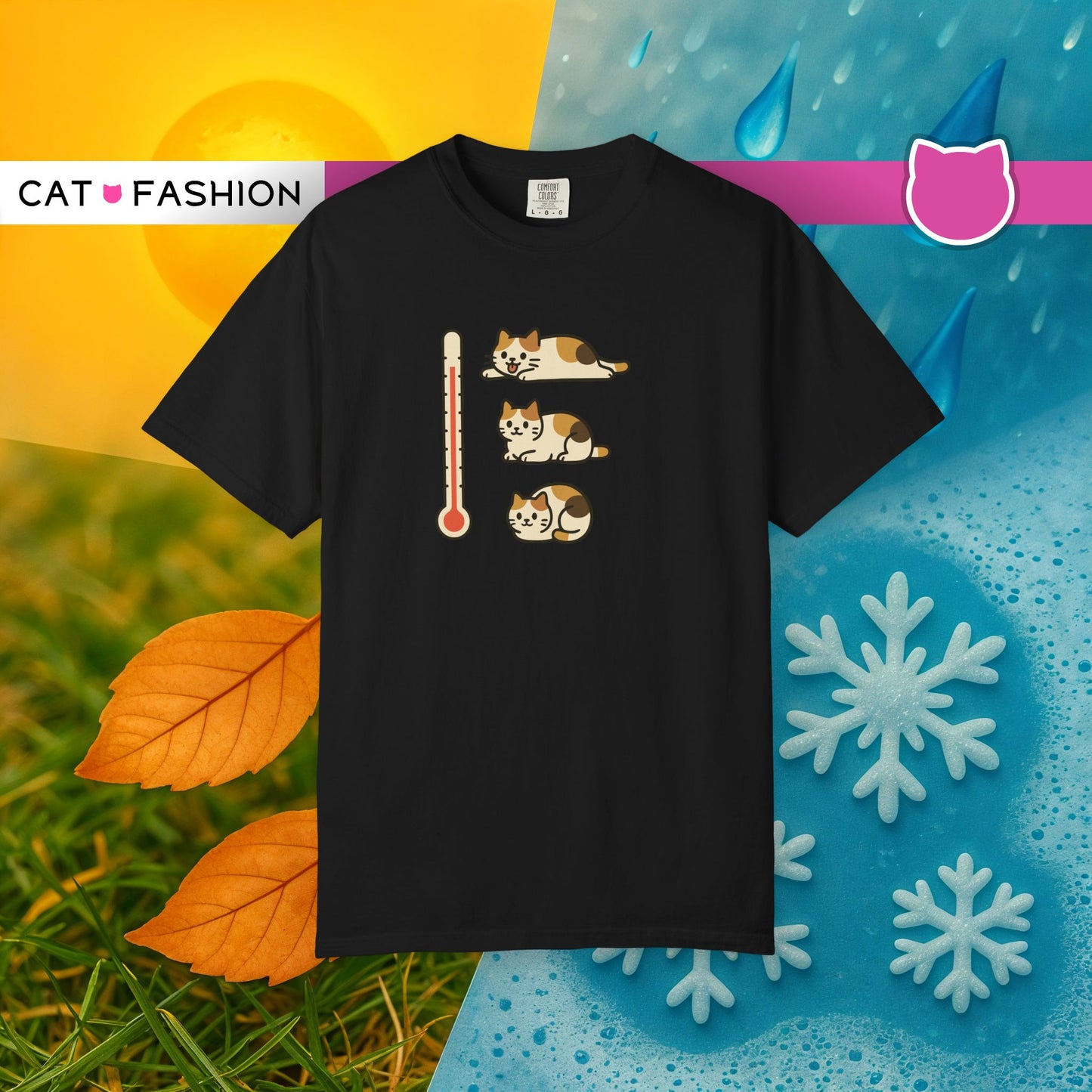 T-Shirt: ThermoMeow – Funny Cat Temperature Chart Graphic Tee – Cute Unisex Shirt for Cat Lovers & Weather Moods