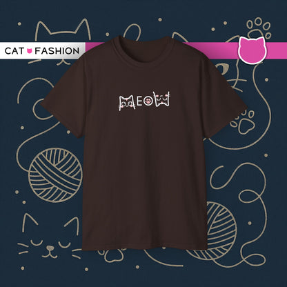 T-Shirt: Simple MEOW – Minimalist Cat Lettering Graphic Tee – Cute Unisex Shirt for Everyday Casual Style