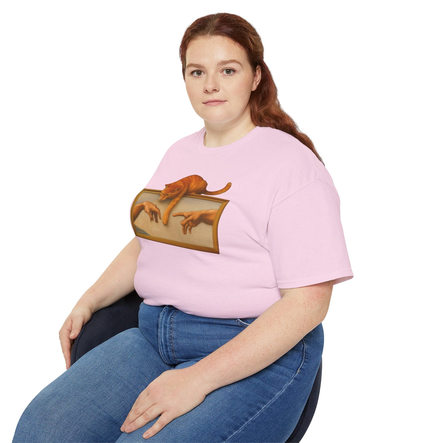 T-Shirt: Creation Interrupted – Funny Cat Parody of Michelangelo’s Art – Playful Graphic Tee for Cat Lovers & Humor Fans