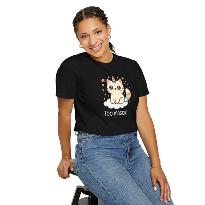 T-Shirt: Too Magical - Cute Unicorn Cat Kawaii Tee for Girls, Teens & Cat Lovers - Pastel Aesthetic Unisex Graphic Shirt