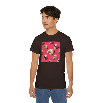 T-Shirt: The Cat and His Former Owners – Dark Humor Cat Graphic Tee – Funny Spooky Skull Unisex Shirt for Gothic Vibes