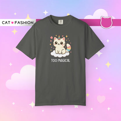 T-Shirt: Too Magical - Cute Unicorn Cat Kawaii Tee for Girls, Teens & Cat Lovers - Pastel Aesthetic Unisex Graphic Shirt