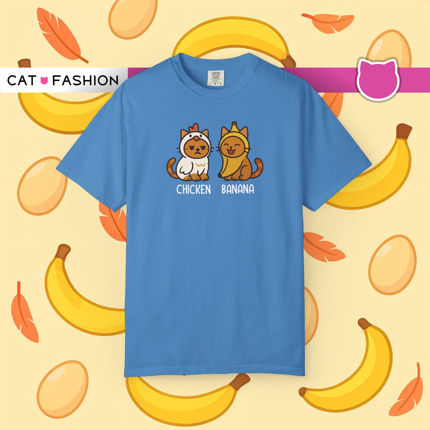 T-Shirt: Chicken Banana - Funny Viral Meme Cat Costume Tee - Cute Unisex Shirt for Cat Lovers, Trend Fans and Kawaii Humor