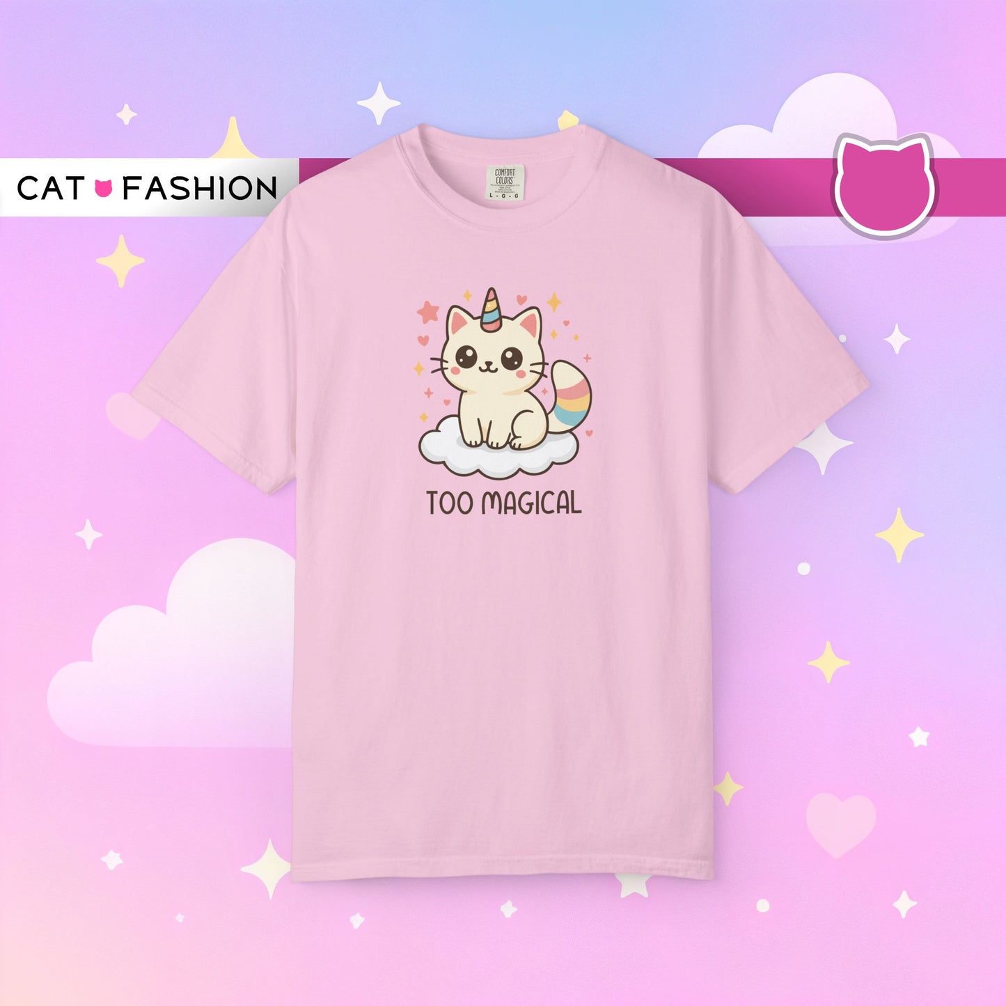 T-Shirt: Too Magical - Cute Unicorn Cat Kawaii Tee for Girls, Teens & Cat Lovers - Pastel Aesthetic Unisex Graphic Shirt