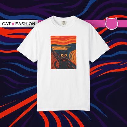 T-Shirt: The Screamed Cat - Funny Munch Scream Parody Tee - Bold Unisex Graphic Shirt for Art Fans and Cat Lovers