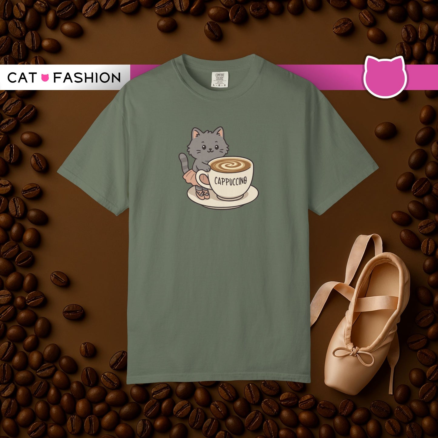 T-Shirt: Ballerina Meow Cappuccino – Cute Cat Ballet Coffee Lover Graphic Tee – Whimsical Unisex Shirt for Cozy Vibes & Caffeine Fans